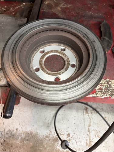 Severely worn brake rotor ram 1500
